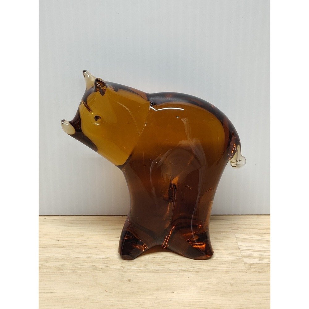 Amber handblown Glass bear figurine desk table decoration art collection prop